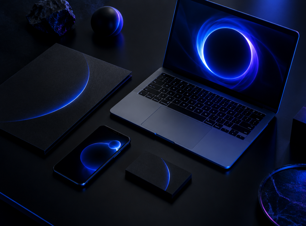 Arclight brand visual showing technology devices illuminated by controlled blue light